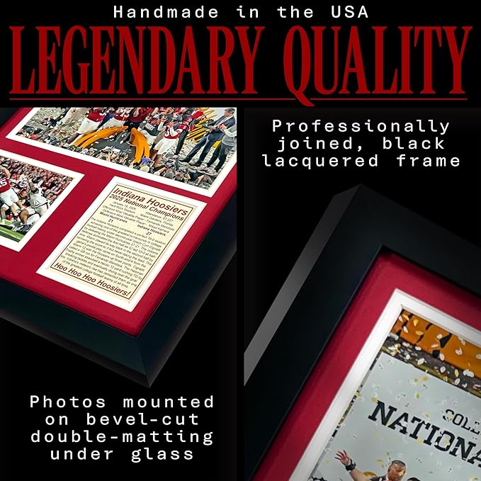 Indiana Hoosiers | 2025 CFP National Champions | Collectible Hoosier Football Memorabilia | Framed Picture &amp Photo Collage Gift Man Cave Wall Art Home &amp Room Decor | 2 Sizes &amp 2 Styles (