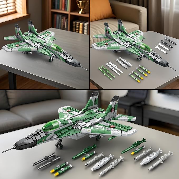 Reobrix Fighter Jet Building Sets for Adults Military Fighter Display Model 33024 Technical Military Plane Collectible Set Toys Gifts for Aviation Fans Boys Girls 14+ (1387 PCS)