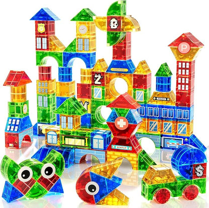 Magnet Toy for Toddlers 3-5 115 Pieces Magnet Building Toys for Kids 4-8 Preschool Educational Christmas Birthday Gifts Toys for Kids Ages 3-5 Year Old Boys and Girls