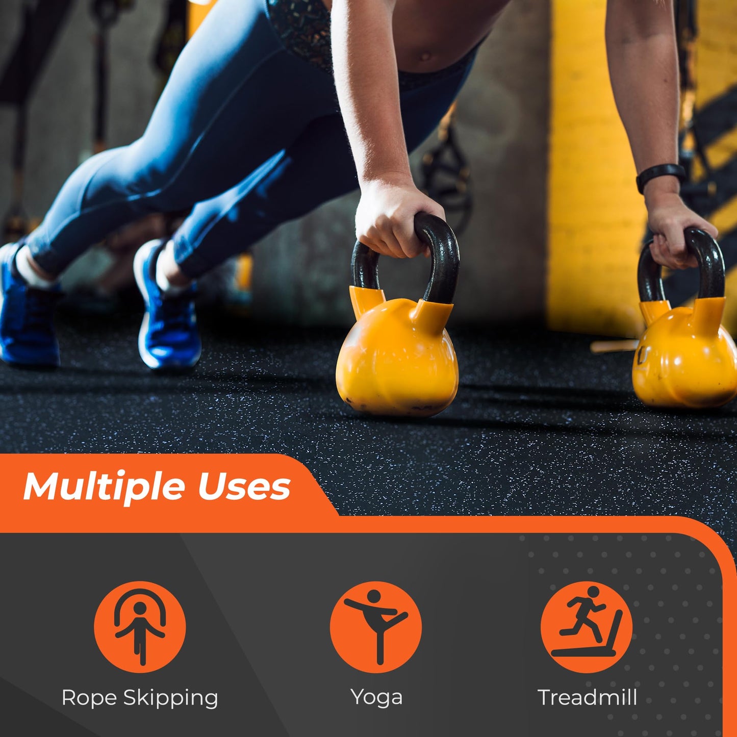 SUPERJARE 0.4'' Thick 36 Pcs 144 Sq Ft Rubber Top Exercise Equipment Mats, High Density EVA Foam Mats with Rubber Top, Interlocking Gym Flooring for Home Gym, Protective Workout Mat, Black/Grey