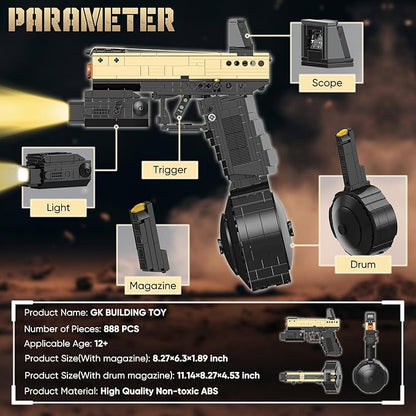 Model Gun Building Blocks Set Building Bricks Toy Guns Guns Buildings Toys for Boys Kids Adults Sniper Set Toy Pistol Model Kit for Military Fan