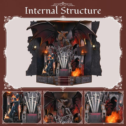 Book Nook Kit - DIY Miniature House Kit for Adults and Teens Dollhouse Booknook Tiny House Model Build Bookshelf Decor Gifts for Family Friends (Throne of Blade)