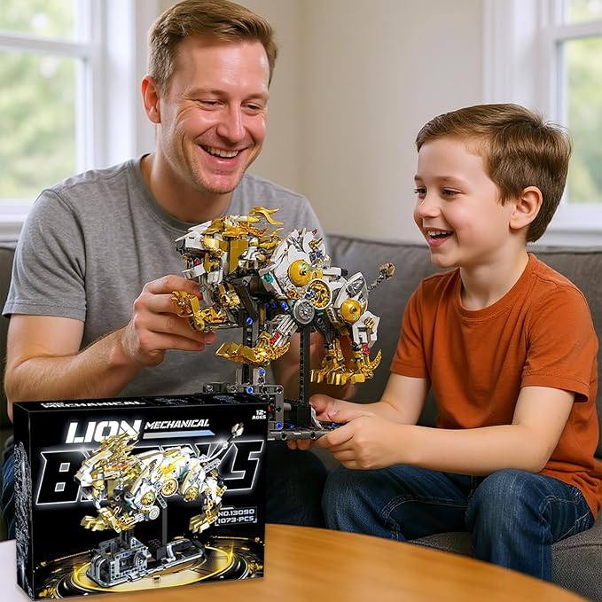 Mechanical Lion Building Block Toy Set Futuristic Mechanical Beast Model with Movable Parts &amp Gears Premium Mechanical Building Kit with Display Stand Ideal Gift for Boys &amp Adults