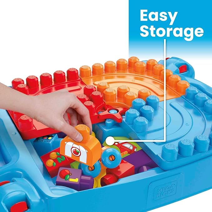 Mega Bloks First Builders Build 'n Learn Table with Big Building Blocks Building Toys for Toddlers (30 Pieces)
