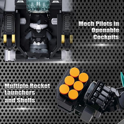 HIGH GODO Armed Mech Robot Transforming Building Blocks Set for AdultsCity Warrior Justice Hero Soldier Mech Model Building Kit Cool Creative Robots Toys Gift for Teens 545 Pieces