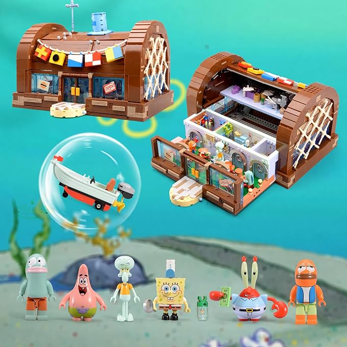 Toy Building Brick Blocks Toys Sets Display Box kit Action Figures Pineapple House Patrick Stone Star Home for Boys and Girls Kids Age 2-4 3-5 5-7 8-12 Fans STEM Gift (2718 pcs)