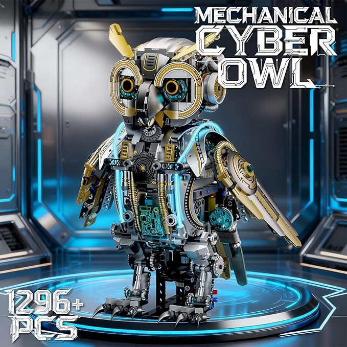 Mechanical Owl Building Blocks Engineering Construction Set for Kids and Adults Detailed Mechanical Model with Gears and Lights for Collectors