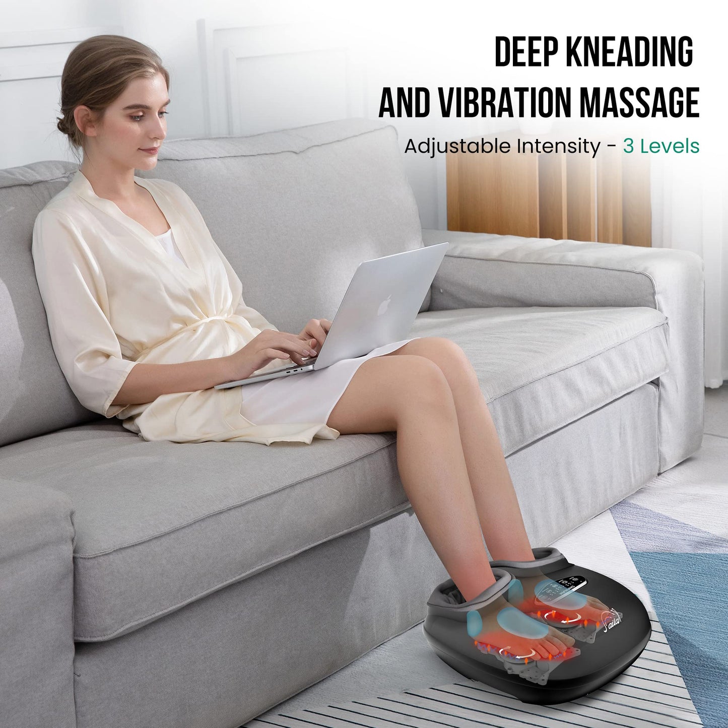 Snailax Shiatsu Foot Massager with Heat, Deep Kneading, Compression, Vibration, Feet Massager Machine for Plantar Fasciitis, Neuropathy, Foot Warmer Under Desk, Size 13, Gifts for Men, Women