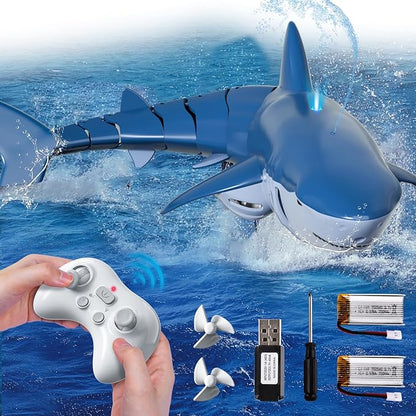 Remote Control Shark Toys for Boys Kids 1:18 Scale High Simulation Shark for Pool 2.4Ghz Electric RC Fish Boat Toys with Light &amp Spray Toy Sharks Gifts for 6 7 8 9 Year olds Kid Boys Girls