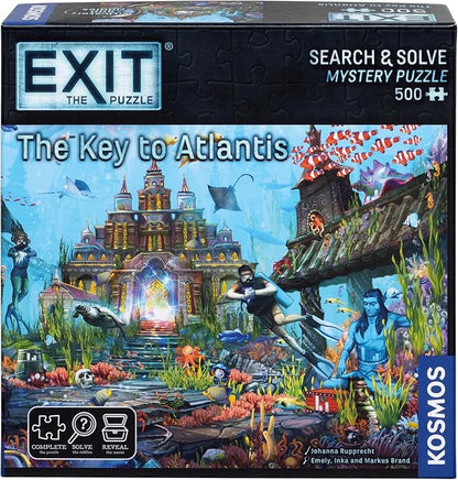 Thames &amp Kosmos EXIT: The Key to Atlantis | Adult &amp Kids Escape Room Game | 500-Piece Mystery Puzzle | Strategy Challenge | 1-4 Players | Age 10+