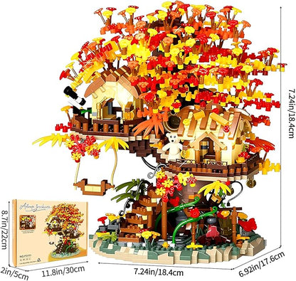 Cherry Blossom Bonsai Tree House Building Blocks Set Plants Flowers Treehouse Architecture Micro Mini Block Kits Gift for Adults and Kids（2725 Pieces）