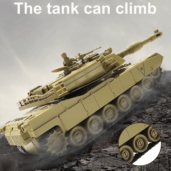 RC Military Tank Toy US M1A2 Abrams Remote Control Army Tank with IR Battle 2.4Ghz RC Military Vehicles for Boys Kids 6+ and Adults