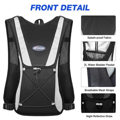 Hydration Pack,Water Backpack with 2L Water Bladder Perfect for Running Cycling Hiking Climbing Pouch