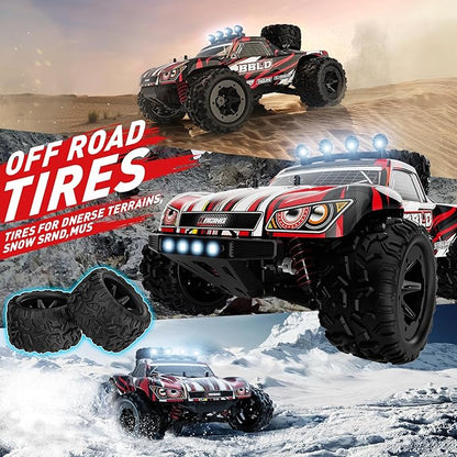 Remote Control Car1/18 Scale RC Cars for Adults &amp Kids - IPX4 Waterproof 40KM/H 4X4 Off Road Truck 2.4GHz Remote Control 4WD All Terrain Vehicle with 2 Batteries (Red)