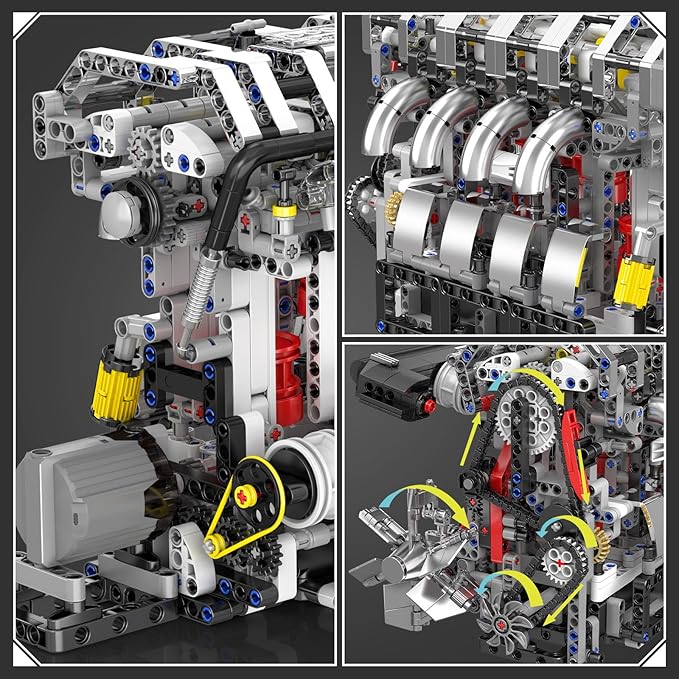 Mould King 10087 L4 Engine Model Building Blocks Kit for Adults Build Your Own Cars Engine That Works DIY STEM Toy for 14+ Teens(1897 Pcs)