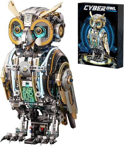 Mechanical Owl Building Blocks Engineering Construction Set for Kids and Adults Detailed Mechanical Model with Gears and Lights for Collectors