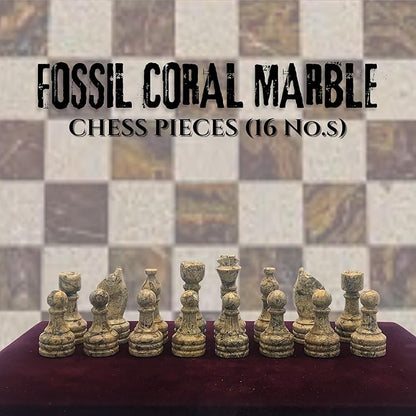 Handcrafted Premium Marble Chess Pieces Set – Elegant 32-Piece Replacement for 12-15 Inch Chess Boards Storage Box (Multi and Coral)