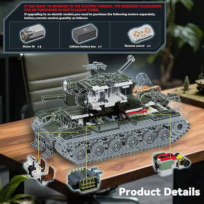 WW2 Army Tank Building Set KV-2 Heavy Military Vehicles Collectible KV2 Model for Boys &amp Adults