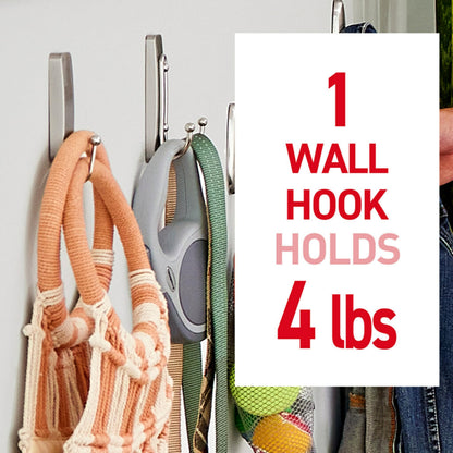 Command Large Satin Brass Double Hooks, 2 Coat Hooks and 2 Command Strips, Damage-Free Hanging with Adhesive, No Tools Great for Hanging Home Decor, Holds up to 4 lb