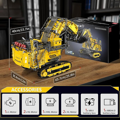 Mould King 17070 App Control Large Excavator Building Kit RC Diggers Construction Set Mining Excavator Construction Vehicle Building Blocks for Adults (4767 Pieces)