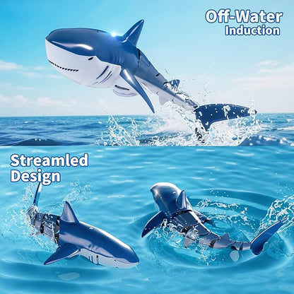 2.4Ghz Remote Control Shark Toys for Kids 6 7 8 Years Old 1:18 Scale High Simulation Shark for Pool Bath Toys for Toddlers Electronic RC Sea Animal Outdoor Water Gifts