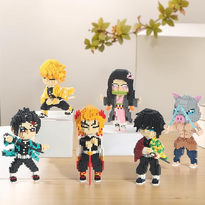 MACTANO Anime Demon Figure Micro Mini Building Set Slayer Hashibira Inosuke Building Block Toy for Adult-1123pcs