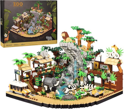 Zoo Micro Building Blocks Set Desert Wildlife Animals Park Building Kit with Lions Elephants Zebras and Safari Truck Home &amp Office Decor Birthday for Adults and Age 14+ (4800PCS)