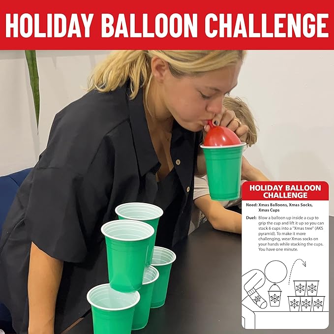 Funwares 24 Days of Christmas Games - Complete Advent Calendar Christmas-Themed Minute to Win It Challenges for Kids Teens &amp Families 2-12 Players Ready to Play Right Out of the Box!