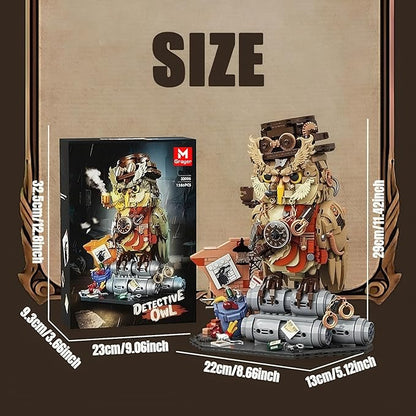 Detective Owl Building Blocks Set for Adults - 1286pcs Compatible with lego owl Collection Model Creative Bird Building Toy Suitable for Boys Girls and Adults.