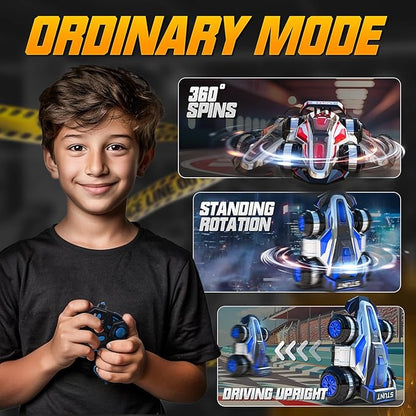1:14 Drift Remote Control Car 2.4GHz 4WD RC Cars Rotating 360 Degrees Vehicle Toys with Lights Music Upright Walking Four-Wheeled Rollover Stunt Car Gifts for Boys Girls 6-12 Year（Red）