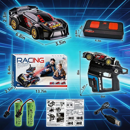 3-in-1 RC Drift Car — Sports/Racing 2-Player Battle Set with Infrared Gun Shooting &amp Flip Effects 60-Min Playtime Family-Friendly 2.4GHz Remote Control Car Toy for Kids Ages 6+ (Yellow)