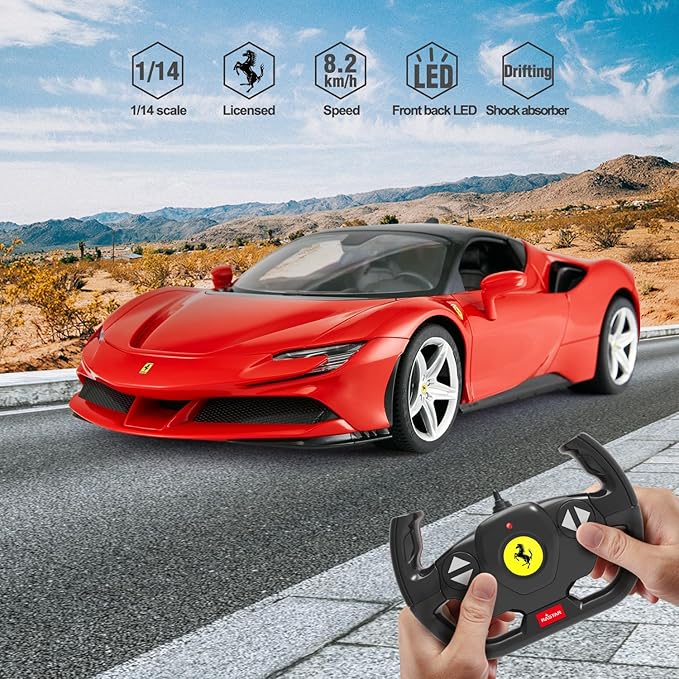 RASTAR 1/14 Ferrari SF90 Stradale Radio Remote Control Car Ferrari SF90 Model Car Toy Car for Boys Kids 2.4G