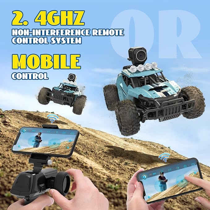 DEERC RC Cars DE36W Remote Control Car with 1080P HD FPV Camera 1/16 Off-Road High Speed Monster Trucks for Kids Adults 60 Min Play