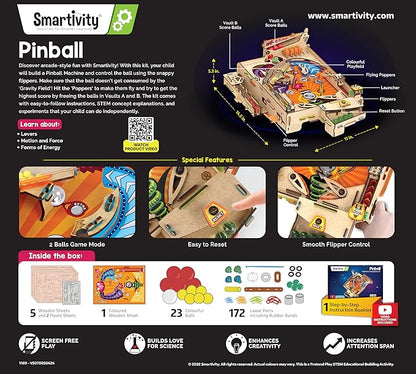 Smartivity DIY Pinball Machine for Kids 8-14 Years Old | Global Award Winning Arcade Game | Build Your Own Pinball I Birthday Gift for Smart Kids | STEM Toy for Boys &amp Girls