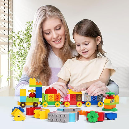Creative Building Blocks - 116 Pieces Large-Size Blocks Build Train Animal Ideal STEM Toy for 3 Year Old Kids
