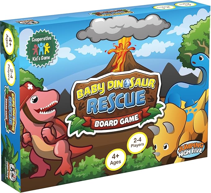 Baby Dinosaur Rescue Board Game – Cooperative Dinosaur Adventure Game for Kids Ages 4+ – Work Together to Save The Baby Dinos – Easy to Learn – Fun Family Board Game