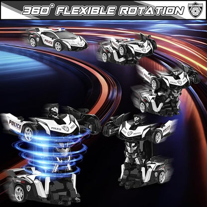 BLUEJAY Transform Rc Cars for Boys 4-7 8-12 2.4Ghz Remote Control Car 1:18 Scale Transforming Robot One-Button Deformation 360° Rotation Car Toy Gifts for Boys 3-5