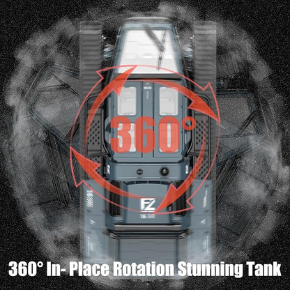 Mostop RC Tank Car 1:16 Scale 2.4Ghz Remote Control Crawler High Speed Tank Off-Road RC Tracked Vehicles 360°Rotating Drifting Car with 2 Batteries Military Truck for Kids Adults Gray