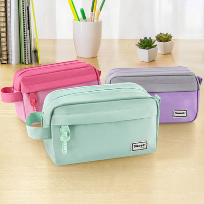 Sooez Original High Capacity Pencil Case, Big Pencil Bag Pouch Box Organizer Pen Case, Portable Journaling Supplies with Easy Grip Handle & Loop, Aesthetic Supply for Girls Adults, Mint Green