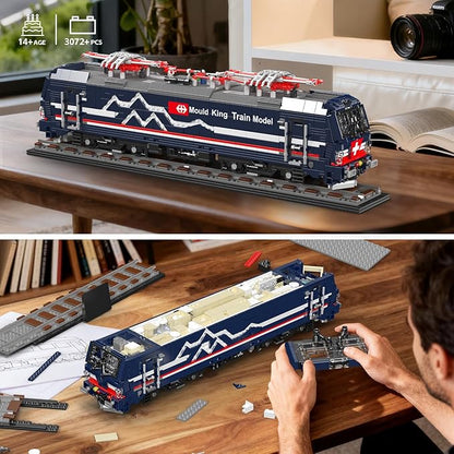 Mould King 12045 Train Model Kit 3072+ Pieces Vectron MS Electric Locomotive Building Set with Track APP/Remote Control City Train Construction Building Toys Collectible Gift for Adults and Teens