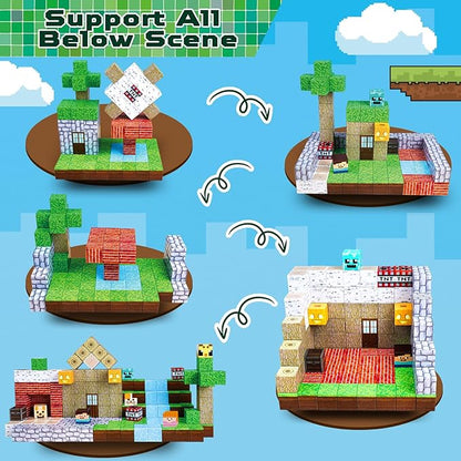 150PCS Magnetic Blocks - Magnetic Building Blocks Magnet Cubes Toys Stacking Build Forest World Set STEM Montessori Sensory Toys for Kids Boys Girls Ages 3 4 5 6 7 8 9 10 Easter Birthday Gifts