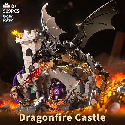 Fire Dragon Toy Building Set Medieval Castle Buildings Blocks for Adult Teens Kids 8+ Boys Girls DIY Model Building Kits Home Office Decor Birthday 919PCS