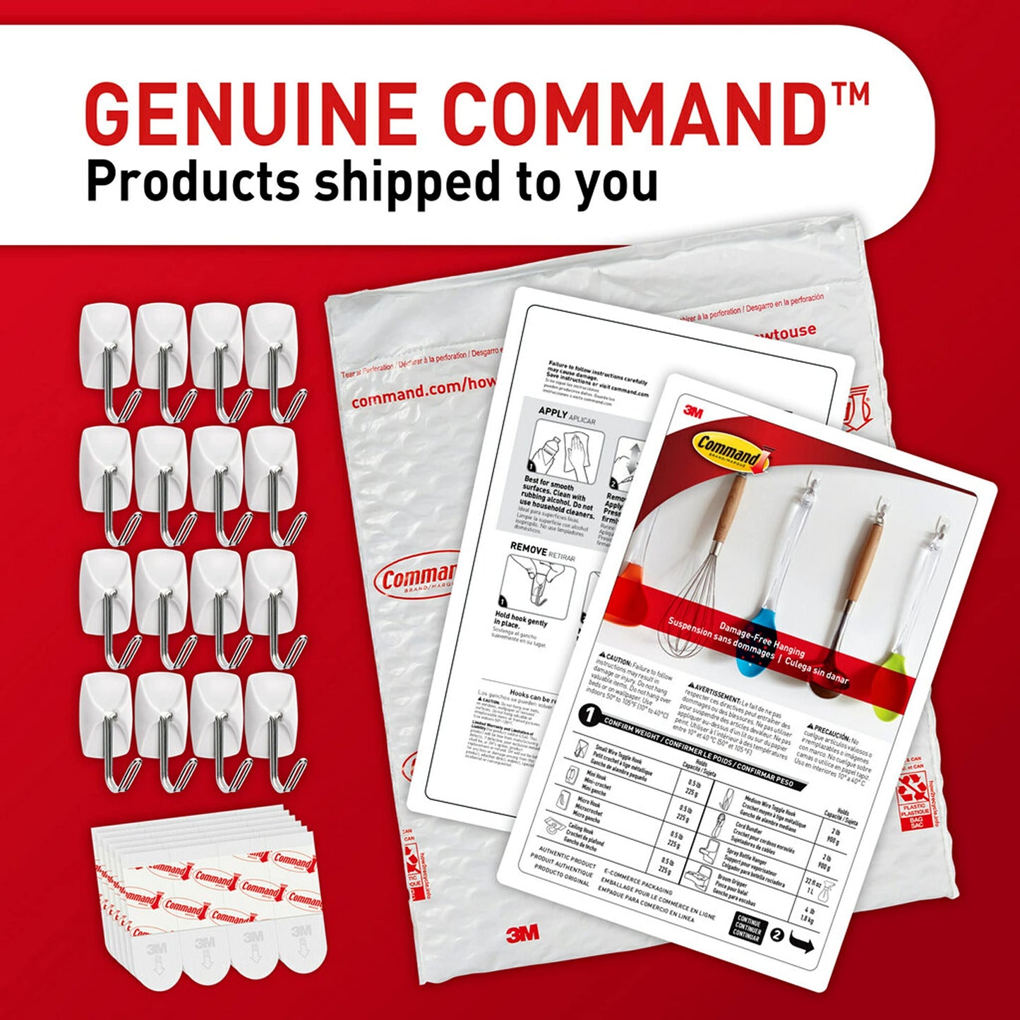 Command Small Wire Toggle Hooks, 16 Hooks and 24 Command Strips, Damage-Free Hanging Wall Hooks with Adhesive Strips, No Tools Adhesive Hooks for Hanging, Organization and Storage, Holds up to 0.5 lb