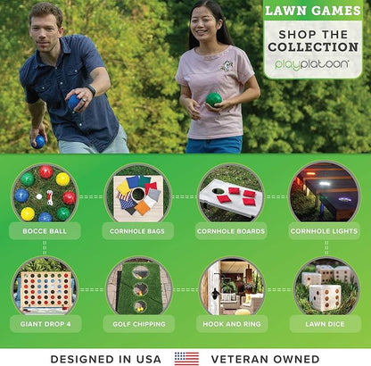 Play Platoon Giant Connect Game Outdoor Join 4 in a Row with Coins Case and Rules - Extra Large Yard Games for Adults and Family - Natural Wood
