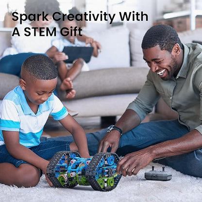 Sillbird Robot Car Building Kit with Remote Control STEM Gifts for Boys Ages 8-14 Technic Coding Stunt Racer Toys for Kids Birthday Buildable 5in1 Models with 662 Pieces