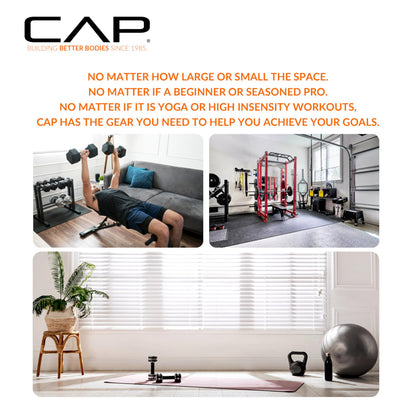 CAP Barbell High Density Exercise Mat with strap, 68"x24" 12mm (Black)