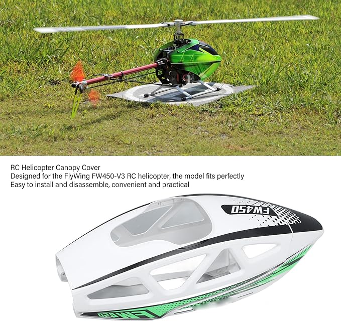 Alomejor RC Helicopter Canopy Cover Anti Crack Enhancedfor Flywing FW450 V3 (White)