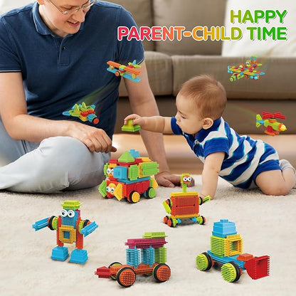 Contixo 144 pcs Bristle Shape 3D STEM Building Toys Construction Learning Stacking Educational Block Creativity Beyond Imagination Inspirational Safe &amp Durable Recreational Toy for Kids Ages