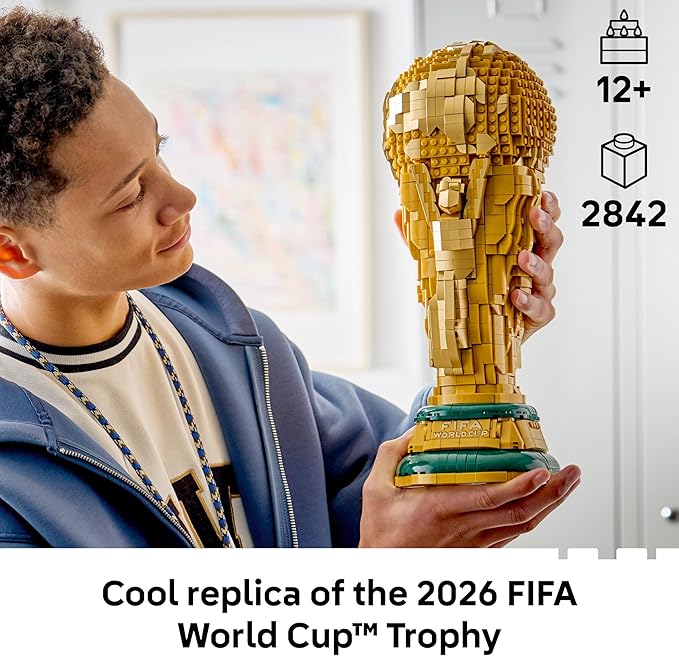 LEGO Editions FIFA World Cup Official Trophy Building Set - Kit for Display in Bedroom Home Office Book Shelf - Soccer Fans Collectible - with World Cup 2026 Minifigure - Gift for Fans - 43020