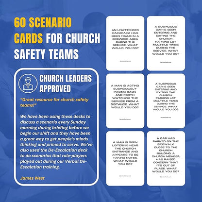 Church Safety and Security Decision Decks | 60 Suspicious Behavior Scenario Cards for Church Security Team Training Situational Awareness and Threat Recognition